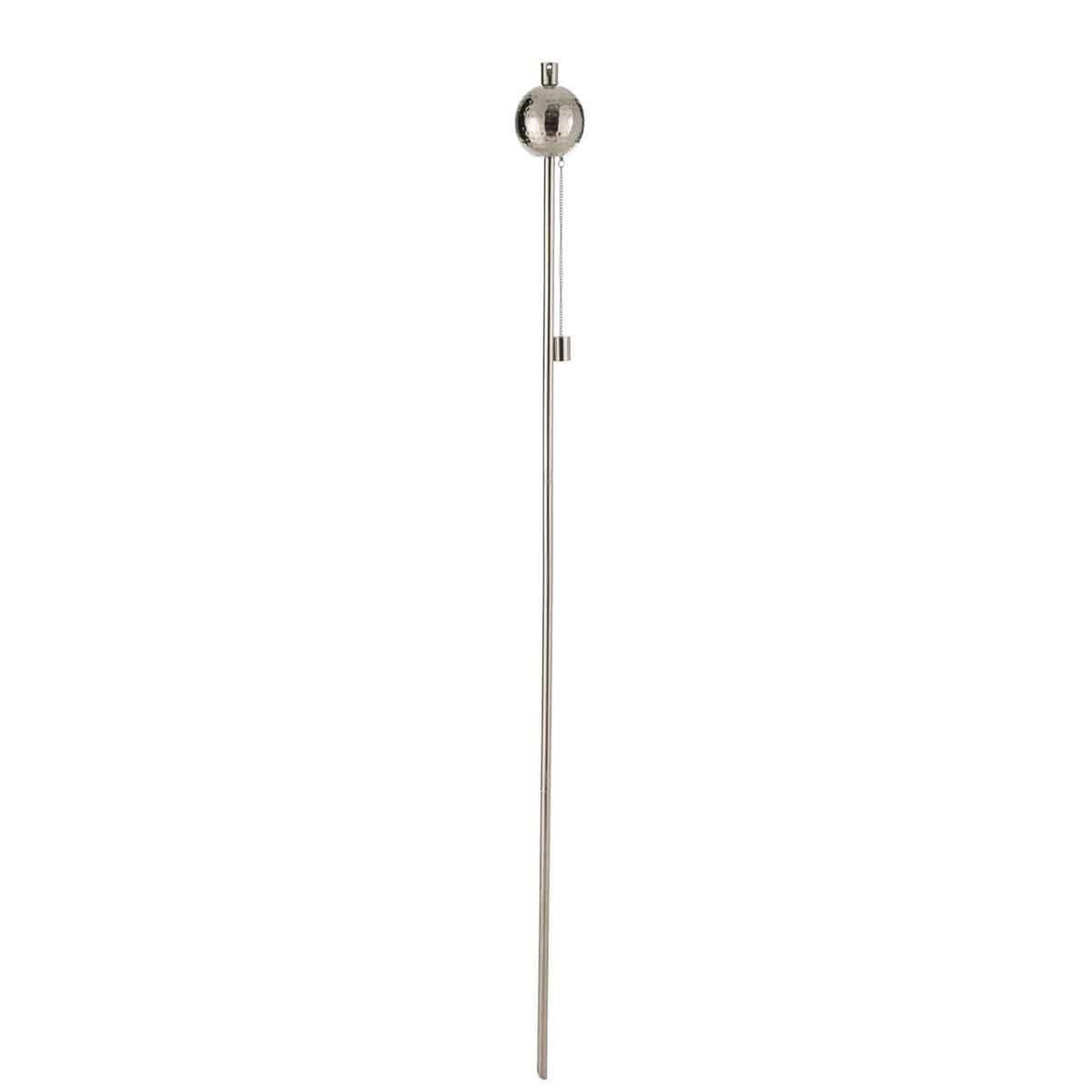 Voir la diapositive 2 : J-LINE Torche de Jardin en Acier  Boule  150cm Argent