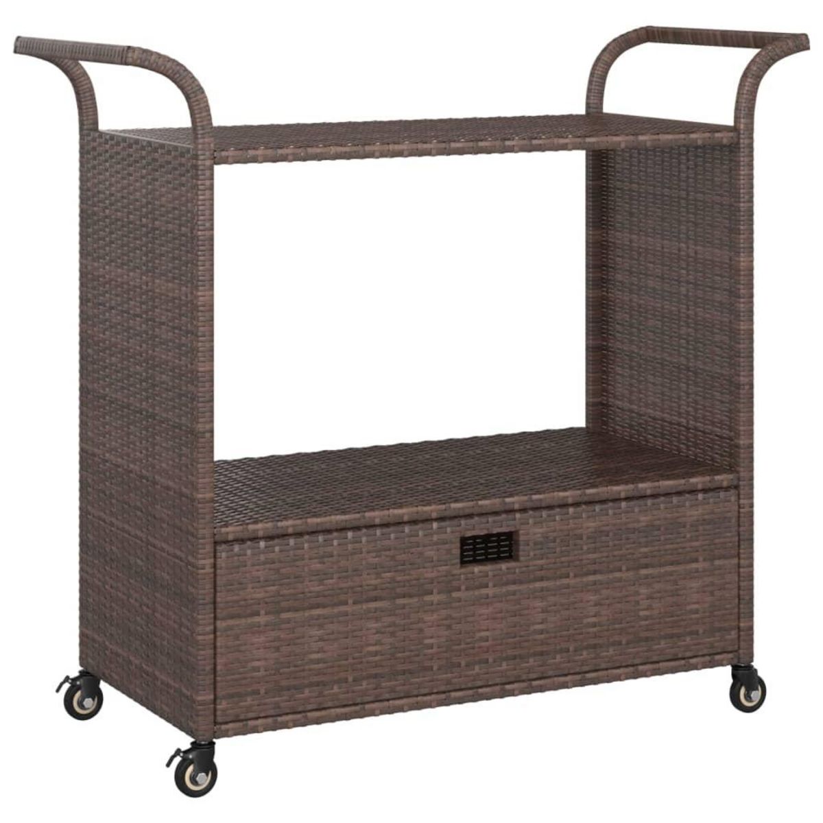 VIDAXL Chariot de bar avec tiroir Marron 100x45x97 cm Resine tressee