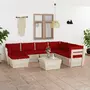 VIDAXL Salon de jardin palette 8 pcs avec coussins Epicea impregne