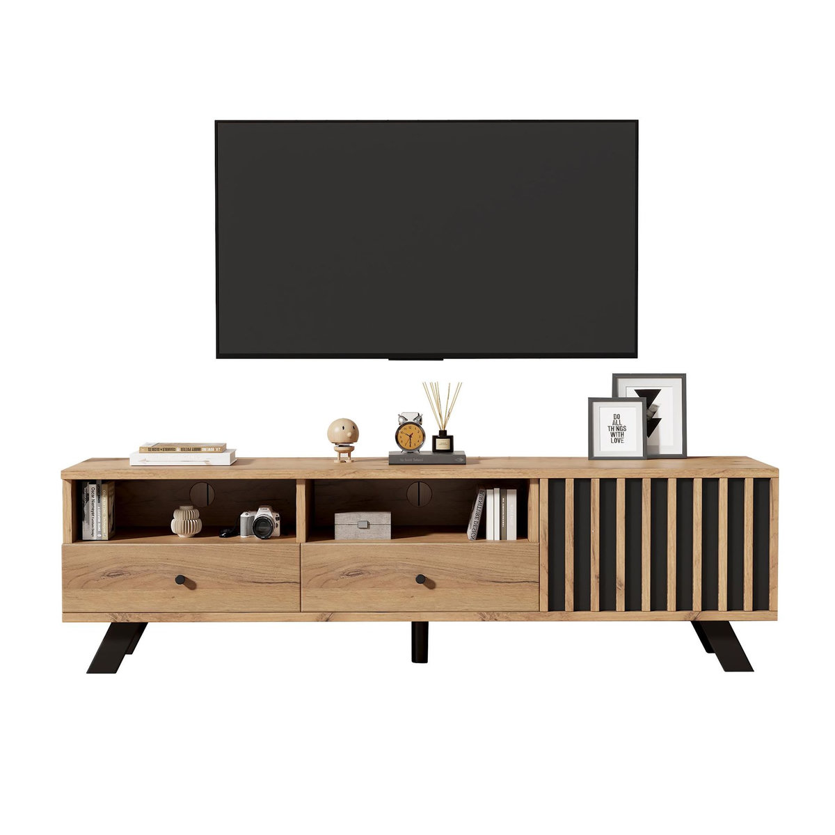 MERAX Meuble tv naturel 150 cm panneau de particules