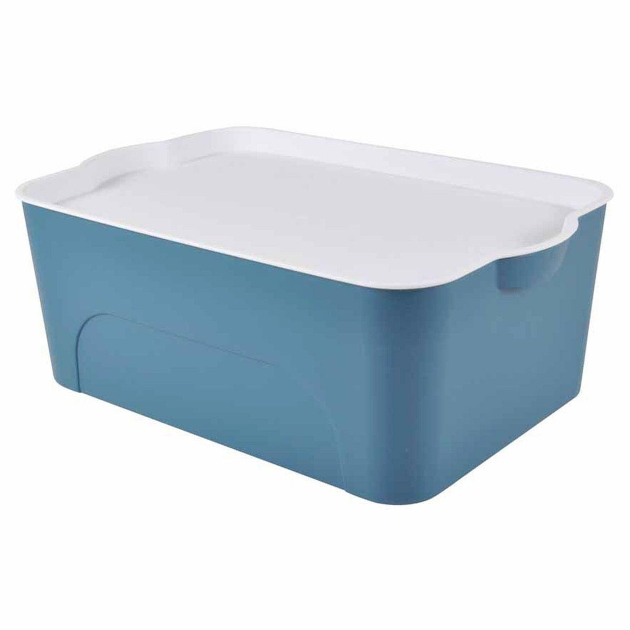 Voir la diapositive 1 : HOMEA Boîte de rangement déco  pratique  16l bleu