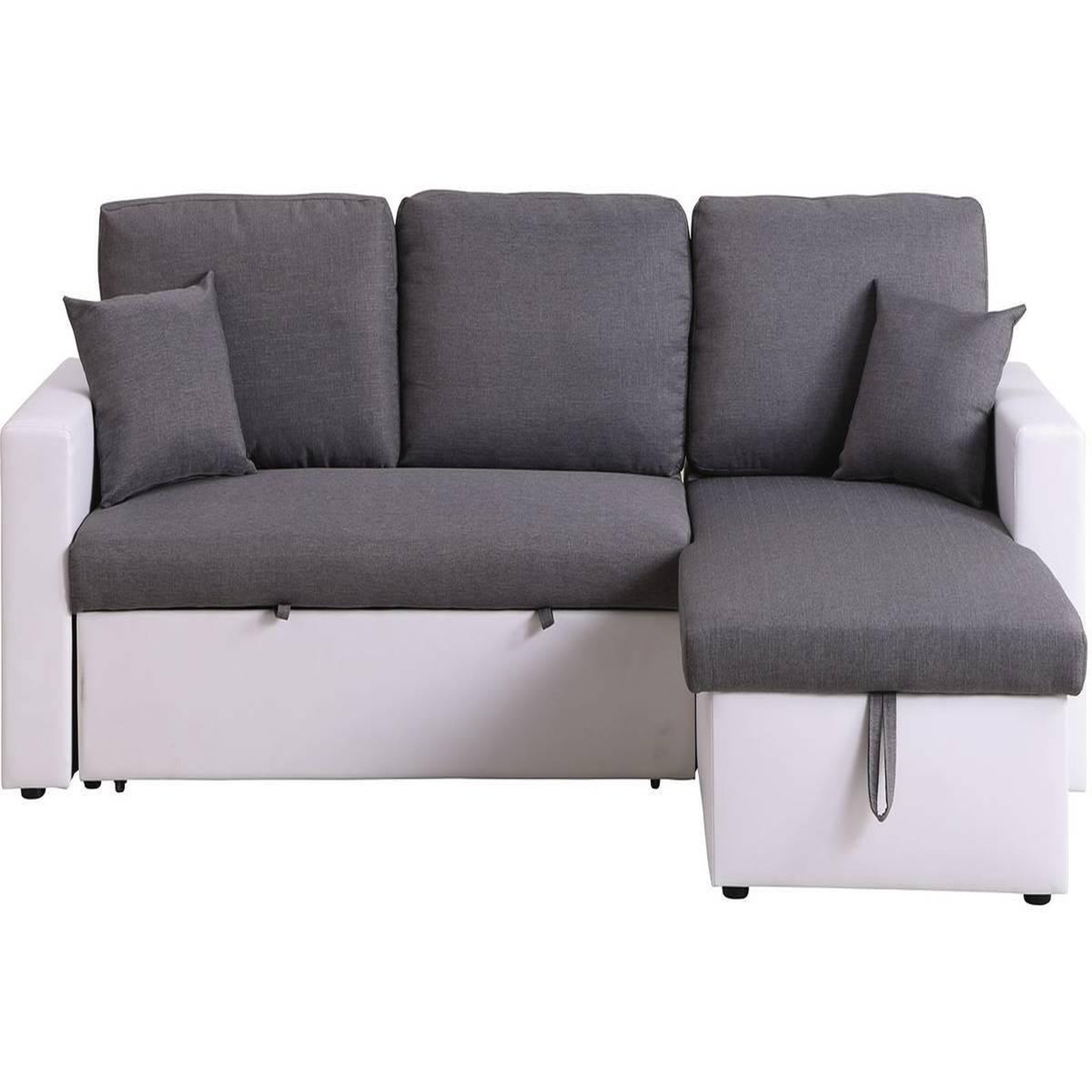 Voir la diapositive 3 : Habitat et Jardin Canapé d'angle convertible/ réversible avec coffre  alain  - 221 x 145 x 85 cm - 3 places - gris / blanc