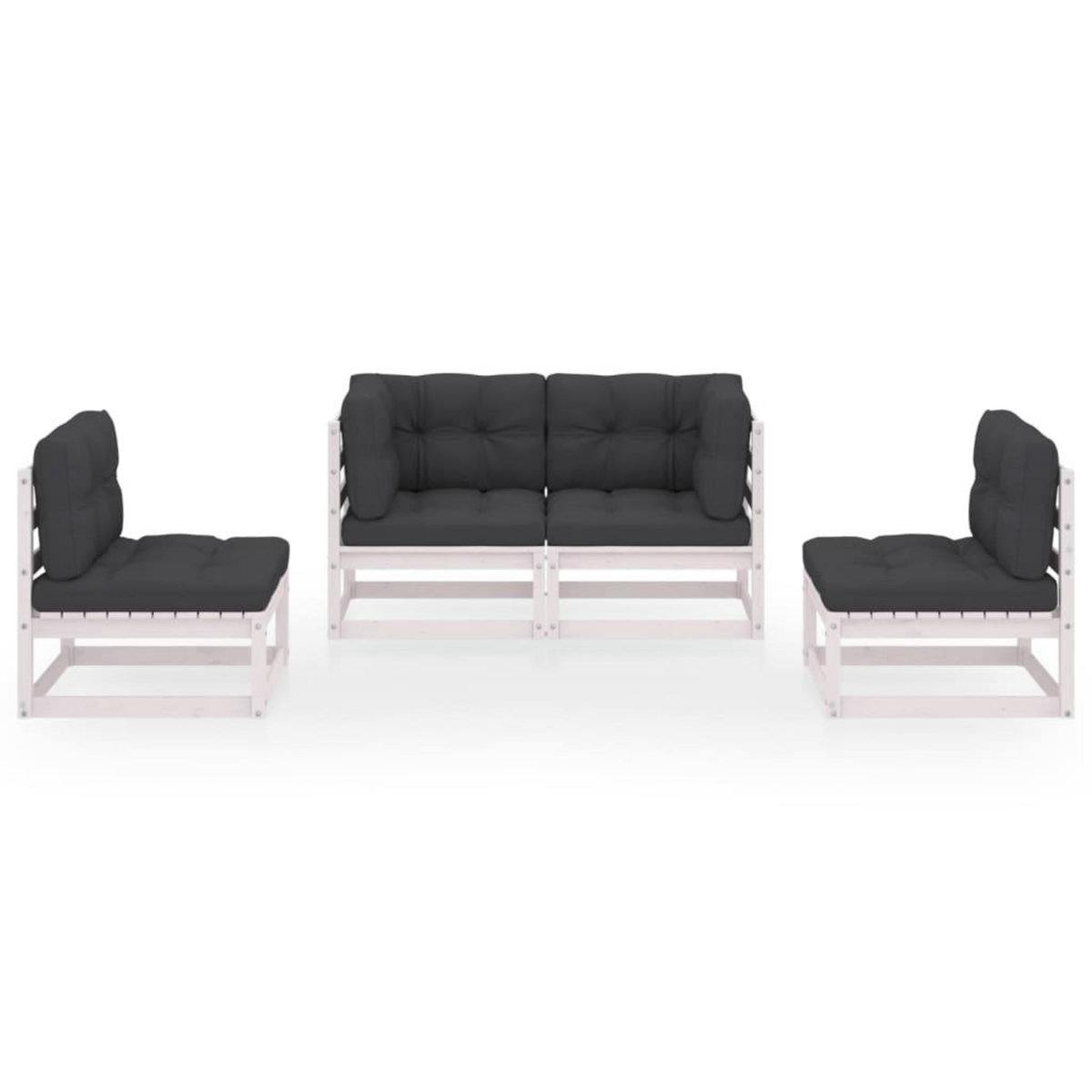 VIDAXL Salon de jardin 4 pcs avec coussins Bois de pin massif