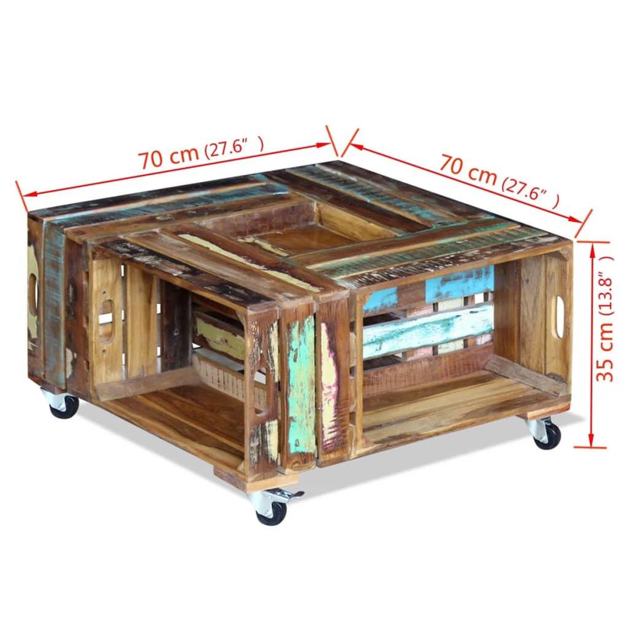 Voir la diapositive 6 : VIDAXL Table basse bois de recuperation massif 70x70x35 cm