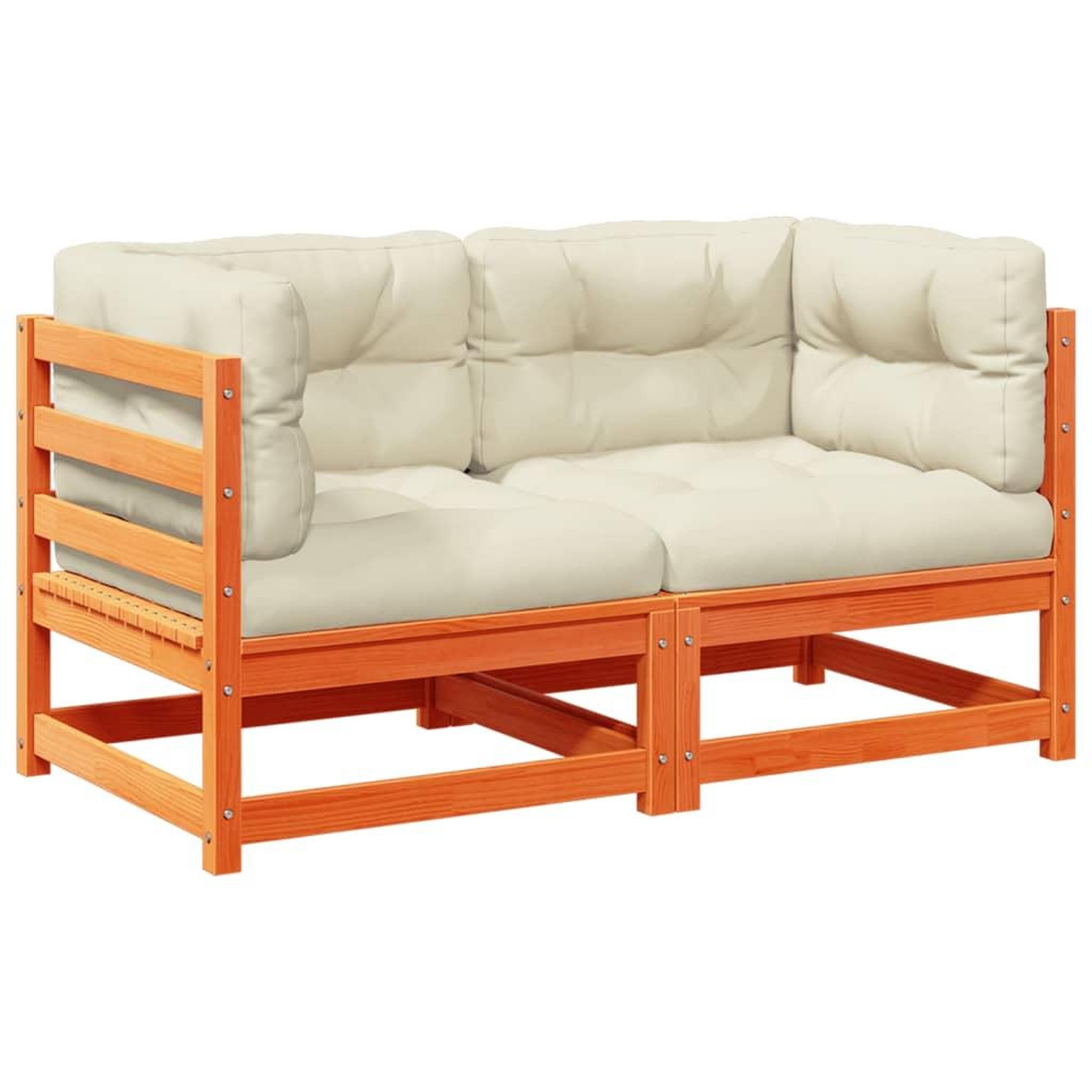 Voir la diapositive 2 : VIDAXL Salon de jardin 2 pcs avec coussins cire marron bois pin massif