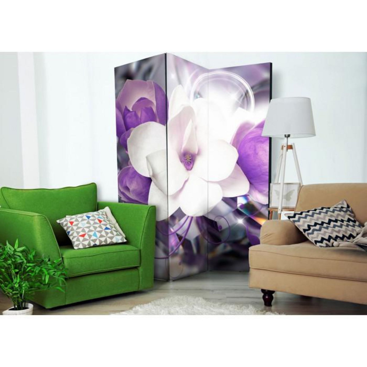 Paris Prix Paravent 3 Volets  Purple Empress  135x172cm