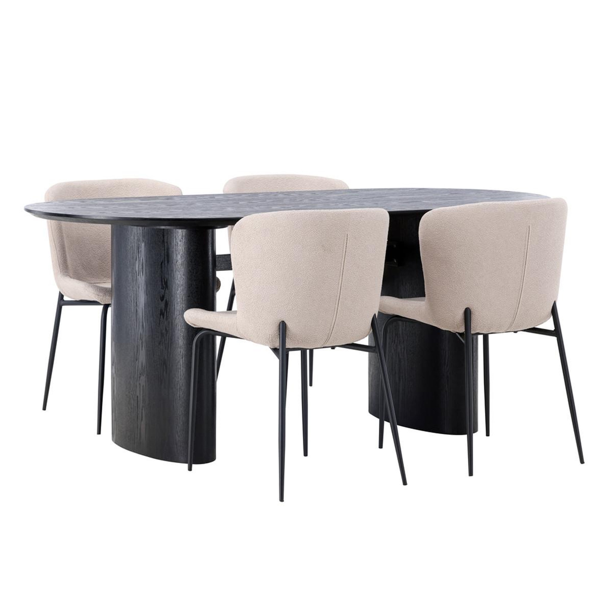 Paris Prix Ensemble table à manger & 4 chaises  isolde & modesto  180cm noir & beige