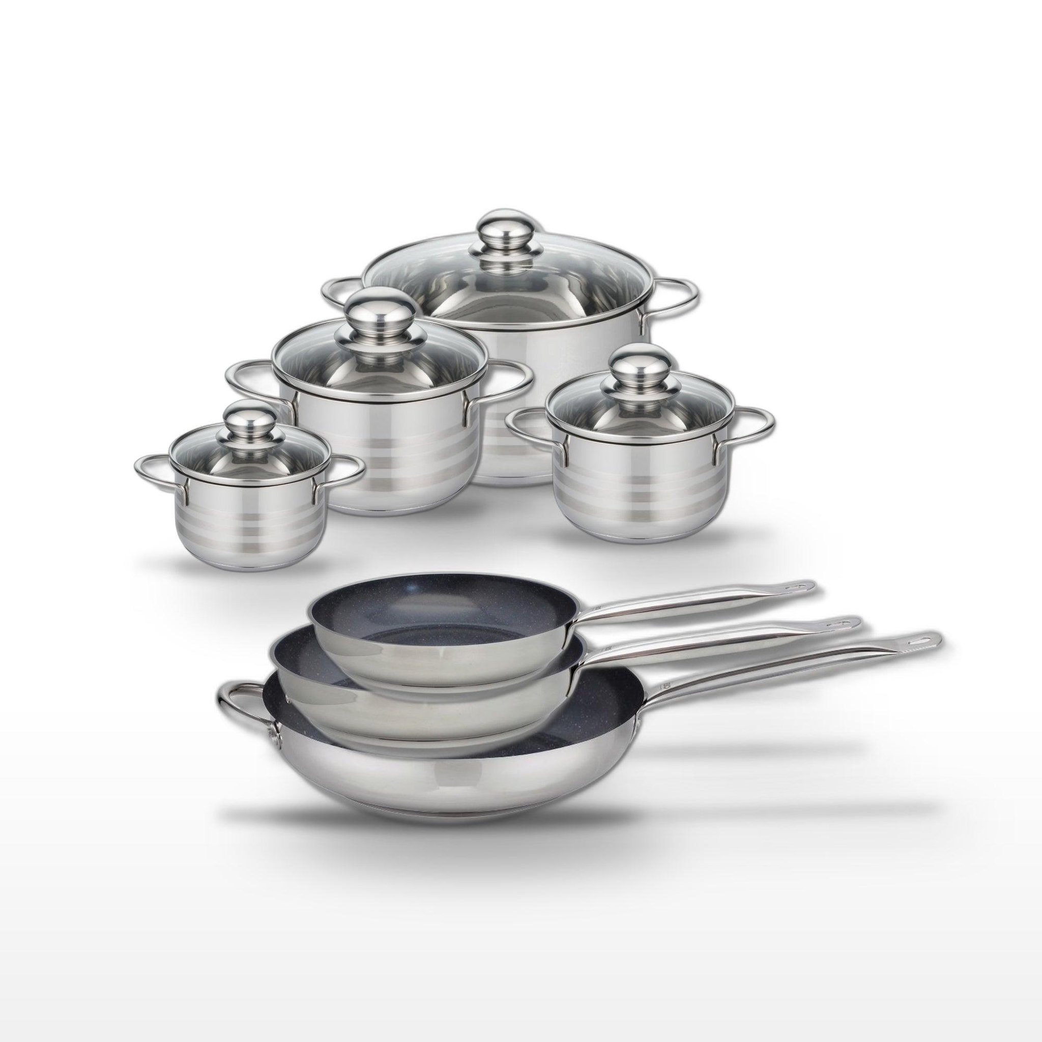 ELO Lot de 3 poêles 24/28/32 cm elo profi therm platinum et 4 faitouts elo brillant