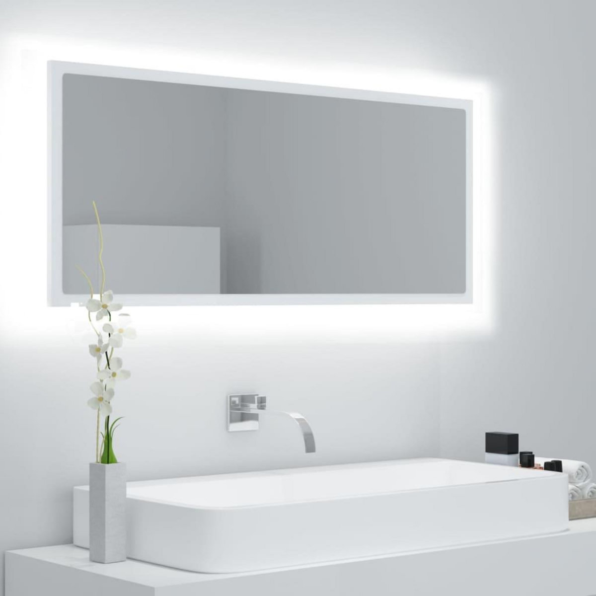 VIDAXL Miroir a LED de salle de bain Blanc 100x8,5x37 cm Acrylique