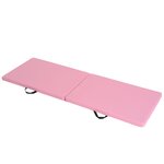 HOMCOM Tapis de gymnastique yoga pilates fitness pliable portable grand confort 180L x 60l x 5H cm revêtement synthétique rose