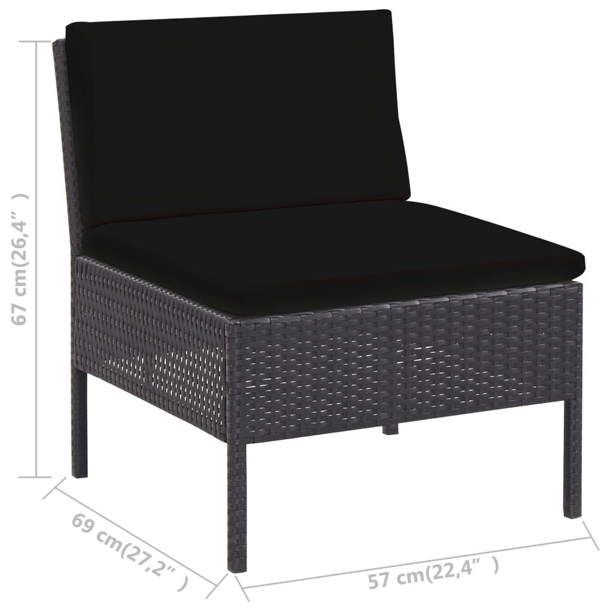 Voir la diapositive 6 : VIDAXL Salon de jardin 5 pcs avec coussins resine tressee noir