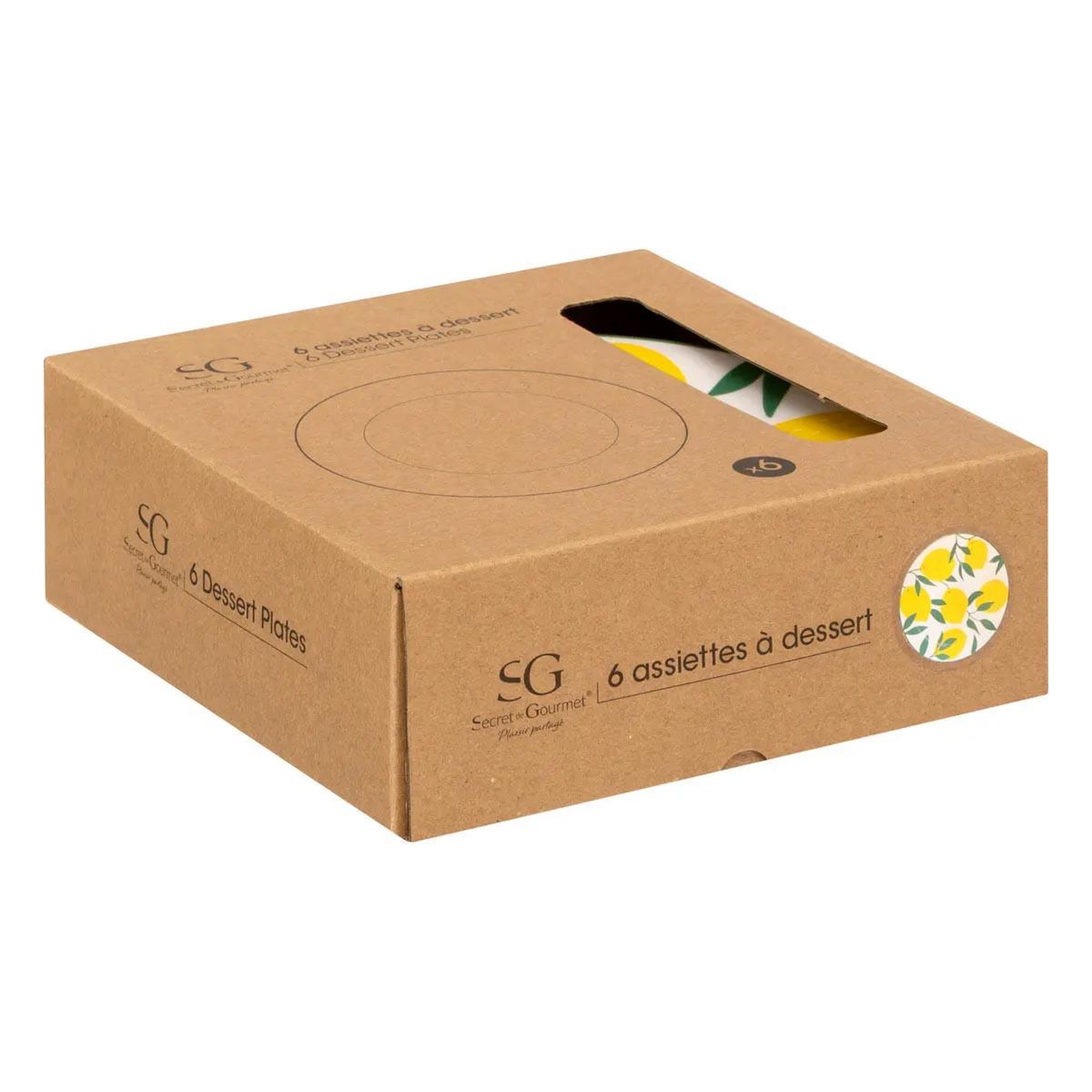 Voir la diapositive 5 : SECRET DE GOURMET Lot de 6 assiettes à dessert  citrons  19cm multicolore