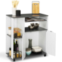 Voir la diapositive 4 : ID MARKET Desserte de cuisine COSI bois blanc et plateau gris L.76 CM