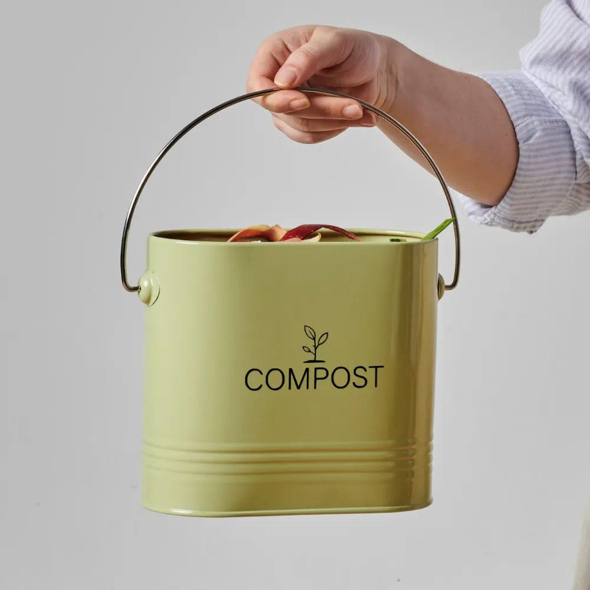 Voir la diapositive 2 : Guillouard Seau à compost ovale 7l vert sauge - 040631