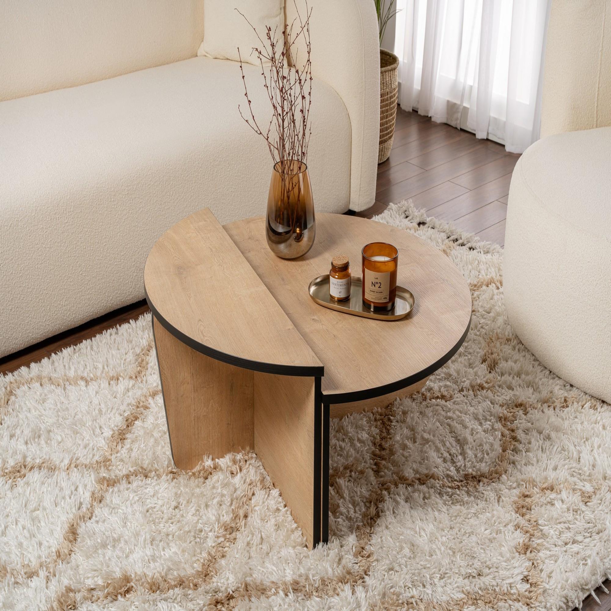 Voir la diapositive 3 : Habitat et Jardin Table basse en bois  orion  90 x 60 x 30 cm - chêne à miel