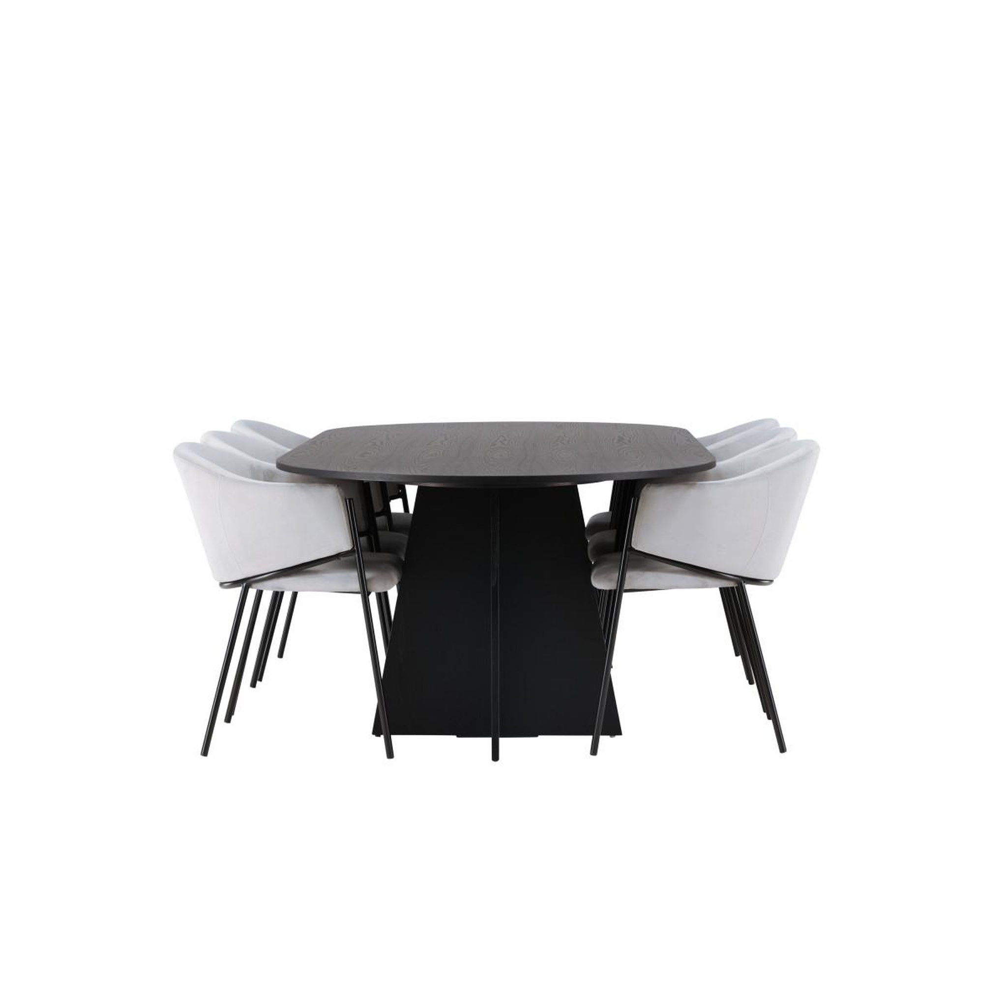 Voir la diapositive 3 : Paris Prix Ensemble table à manger & 6 chaises  bootcut & evelina  230cm noir & gris