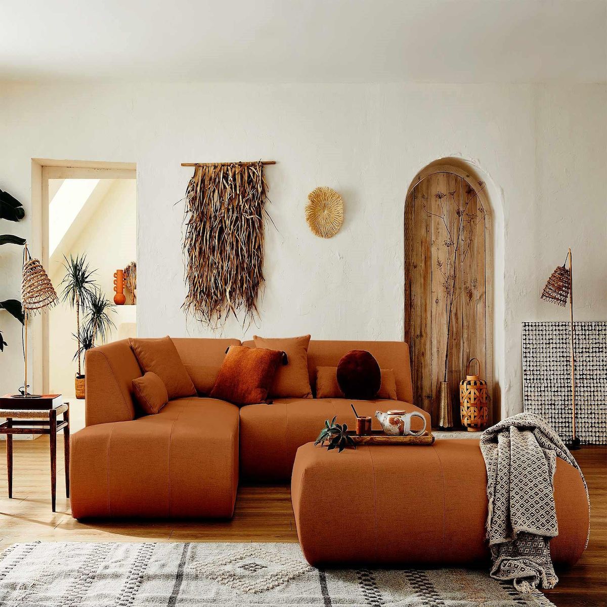 LISA DESIGN Onyx - canapé modulable d'angle gauche 5 places - en tissu