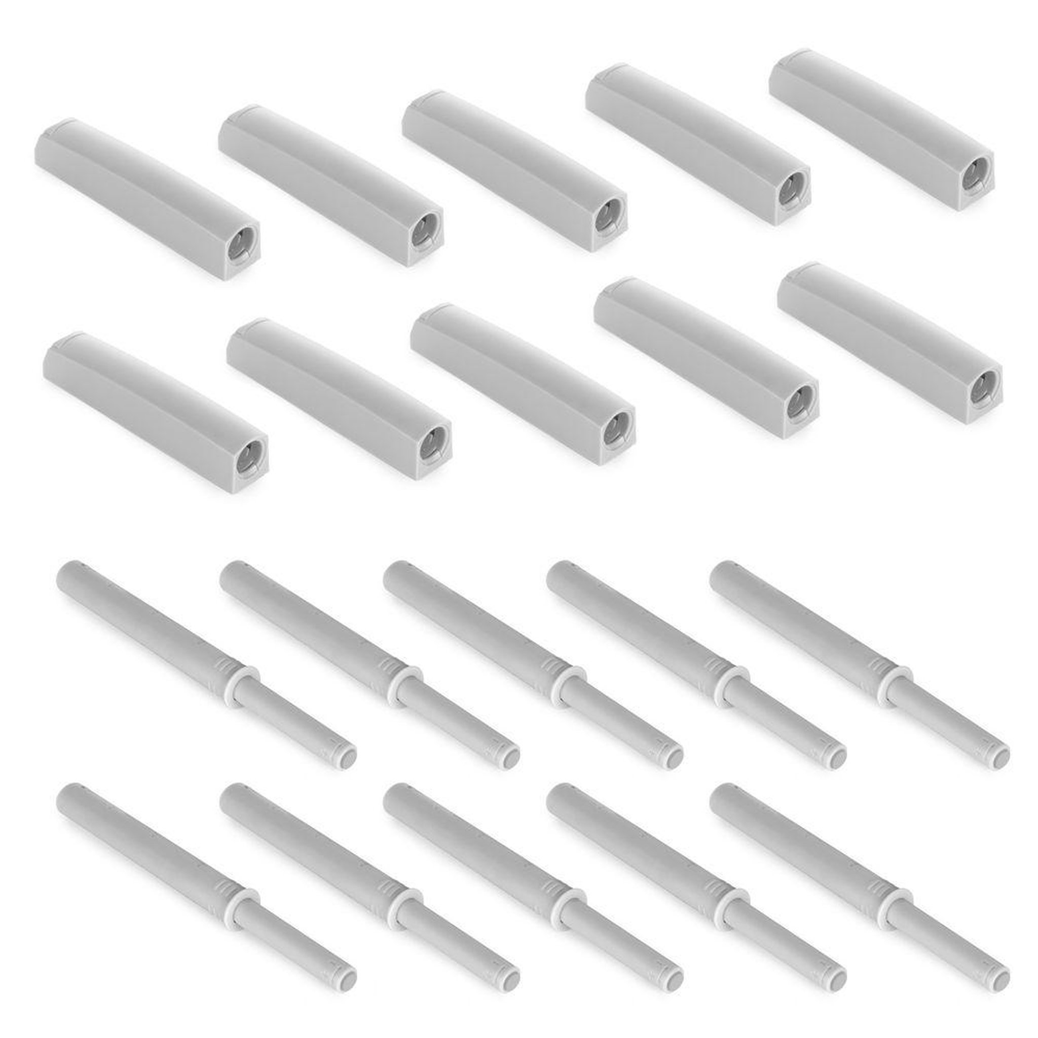 EMUCA SRL Lot de 10 fermes-porte Push Lite à visser sur l'armoire avec réglage, Plastique gris