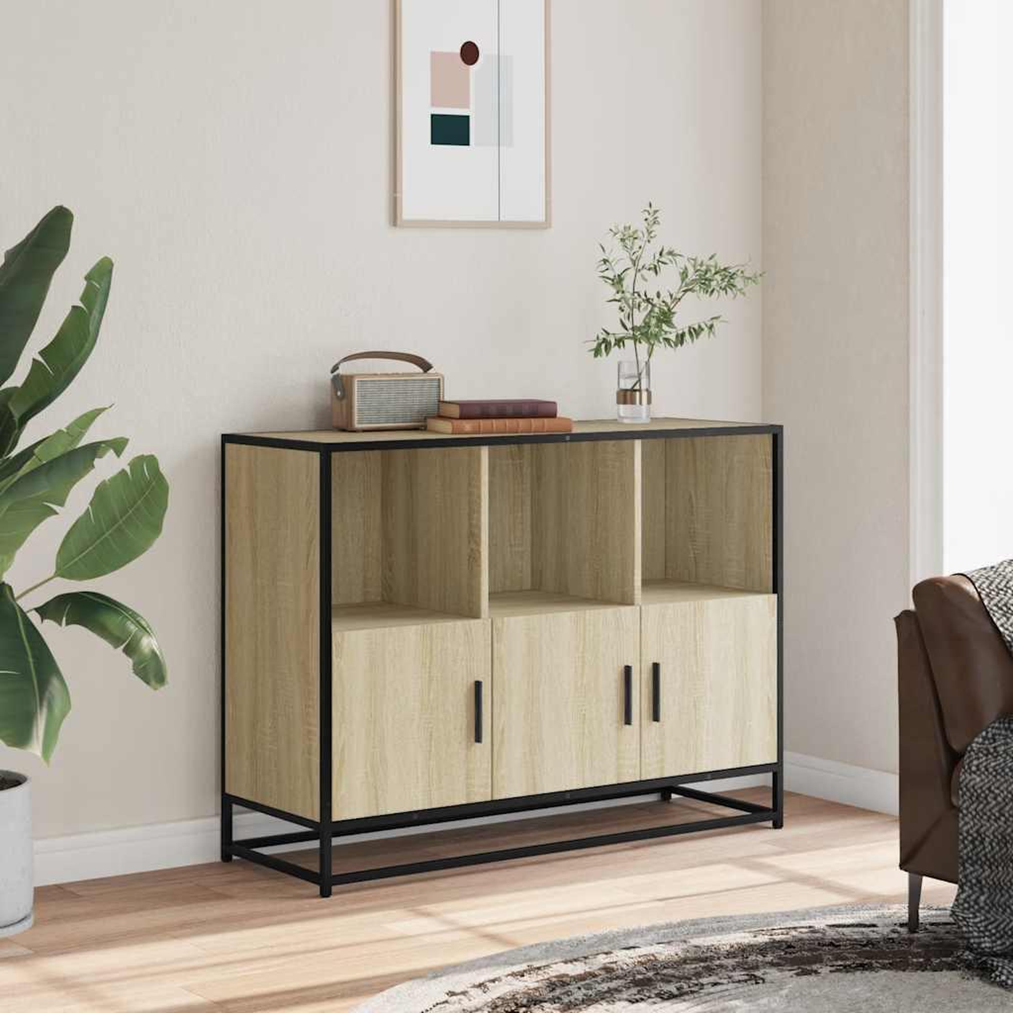 Voir la diapositive 3 : VIDAXL Buffet chene sonoma 100x35x76 cm bois d'ingenierie