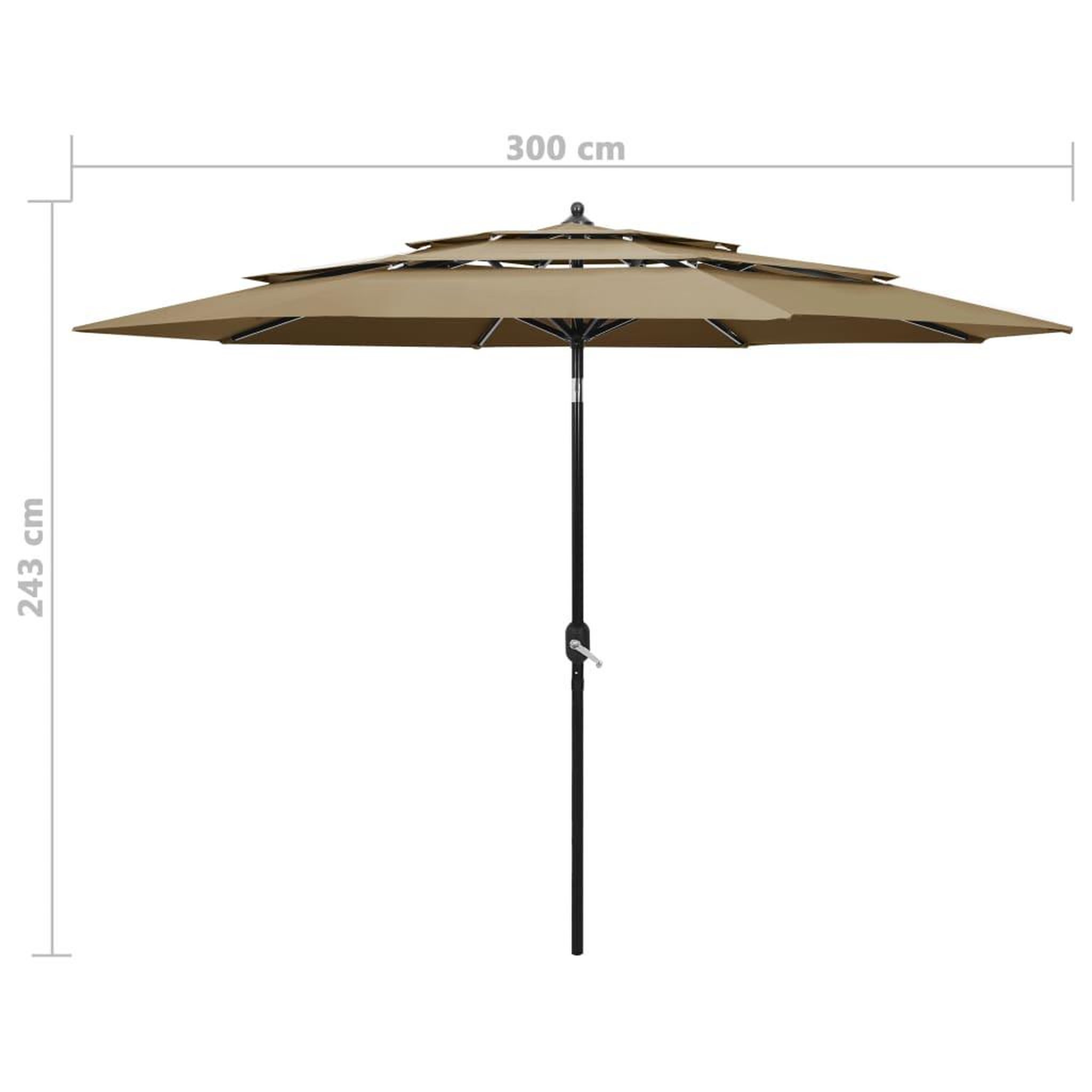 Voir la diapositive 6 : VIDAXL Parasol de jardin a 3 niveaux avec mat en aluminium taupe 3 m