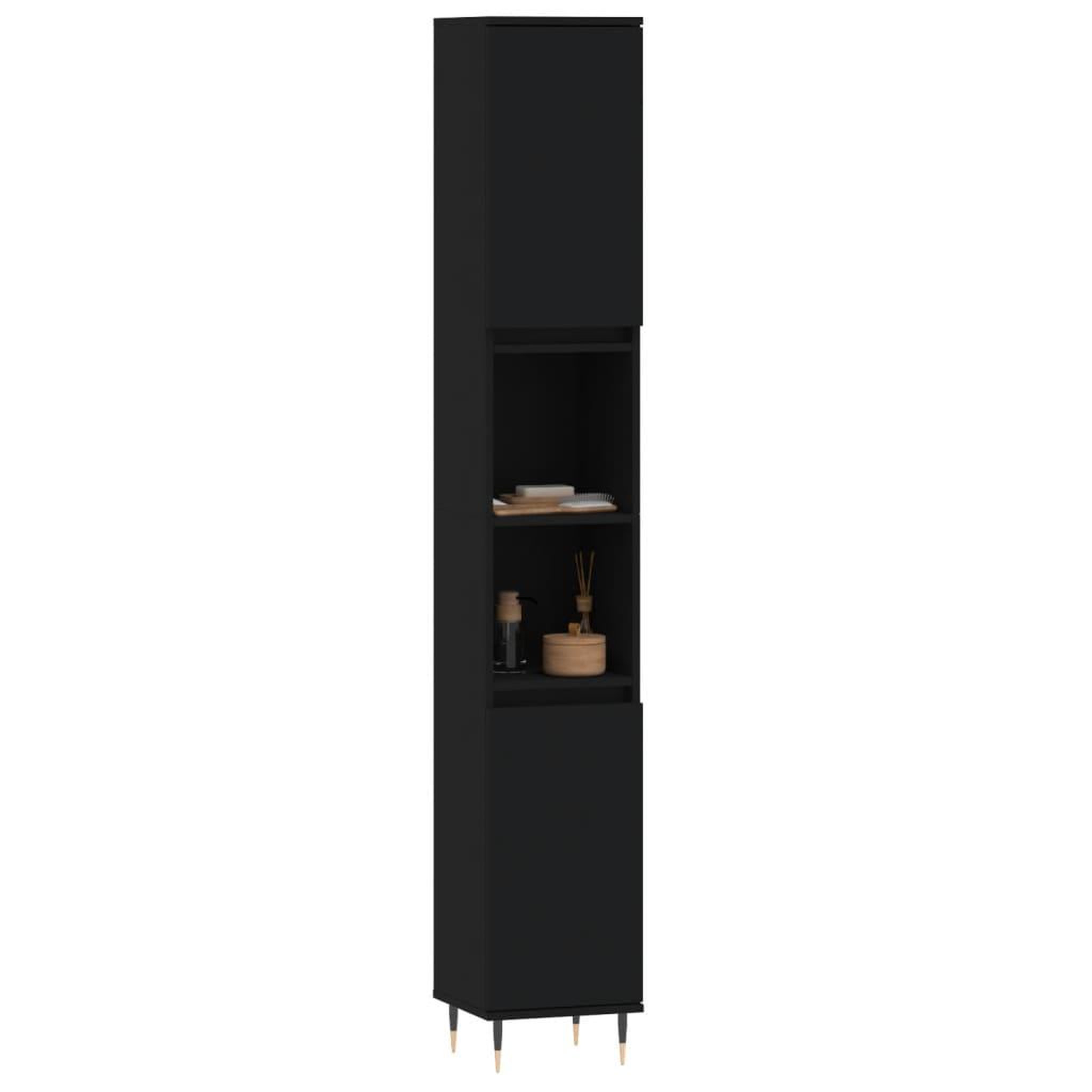 Voir la diapositive 3 : VIDAXL Armoire de salle de bain noir 30x30x190 cm bois d'ingenierie