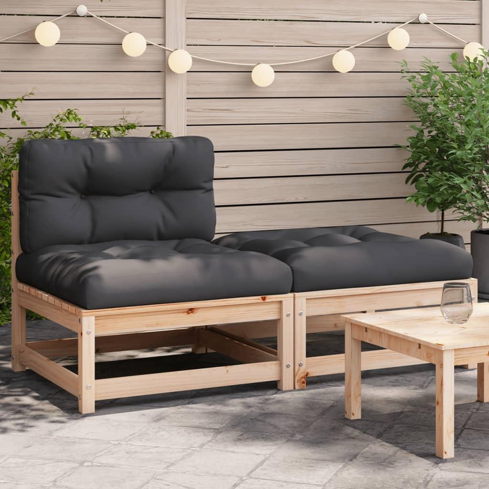 VIDAXL Canape de jardin sans accoudoirs avec coussins et repose-pieds