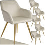 Voir la diapositive 1 : tectake Chaise rembourrée aspect velours crème/or Lot de 6