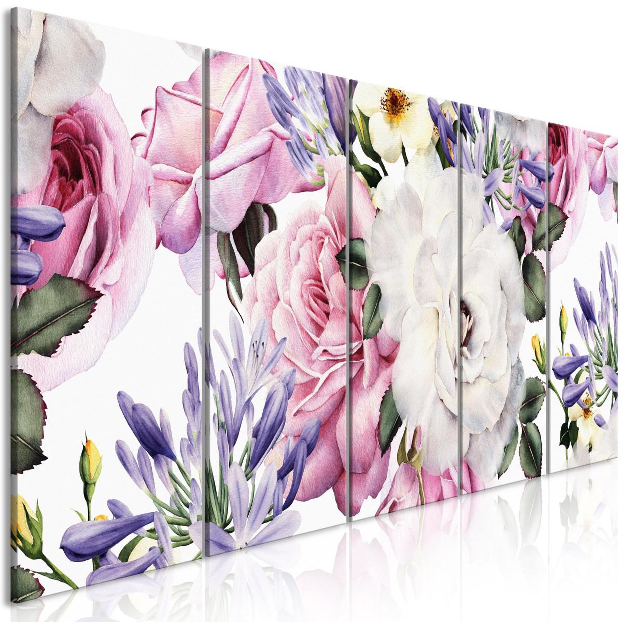 Paris Prix Tableau 5 panneaux  rose composition narrow colourful. Coloris disponibles : Multicolore