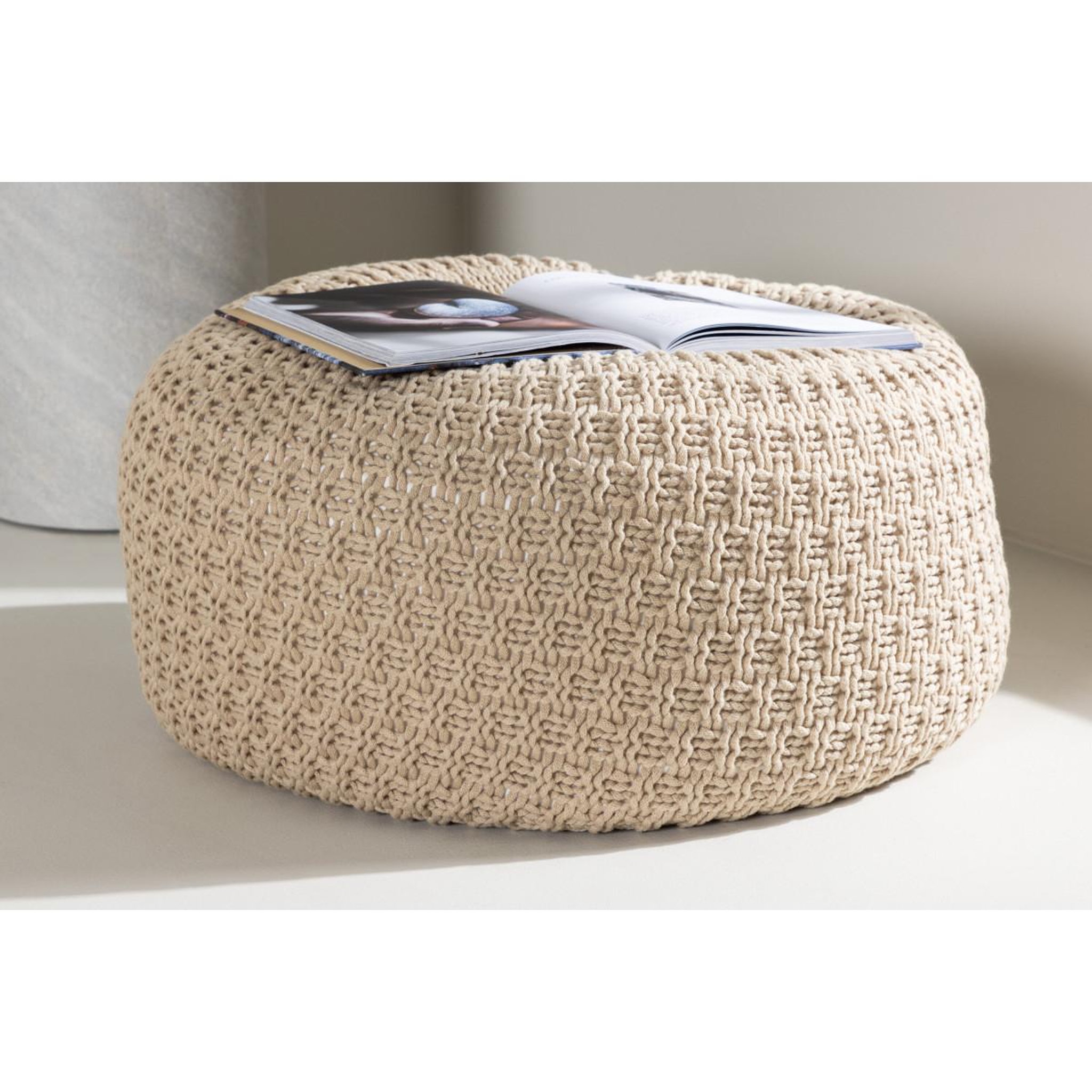 Voir la diapositive 4 : Paris Prix Pouf effet crochet  sam  45cm beige