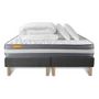 Voir la diapositive 2 : SEPTNUITS PACK matelas + double sommier gris Memo Plus Mémoire de forme 3 zones + 2 oreillers + couette