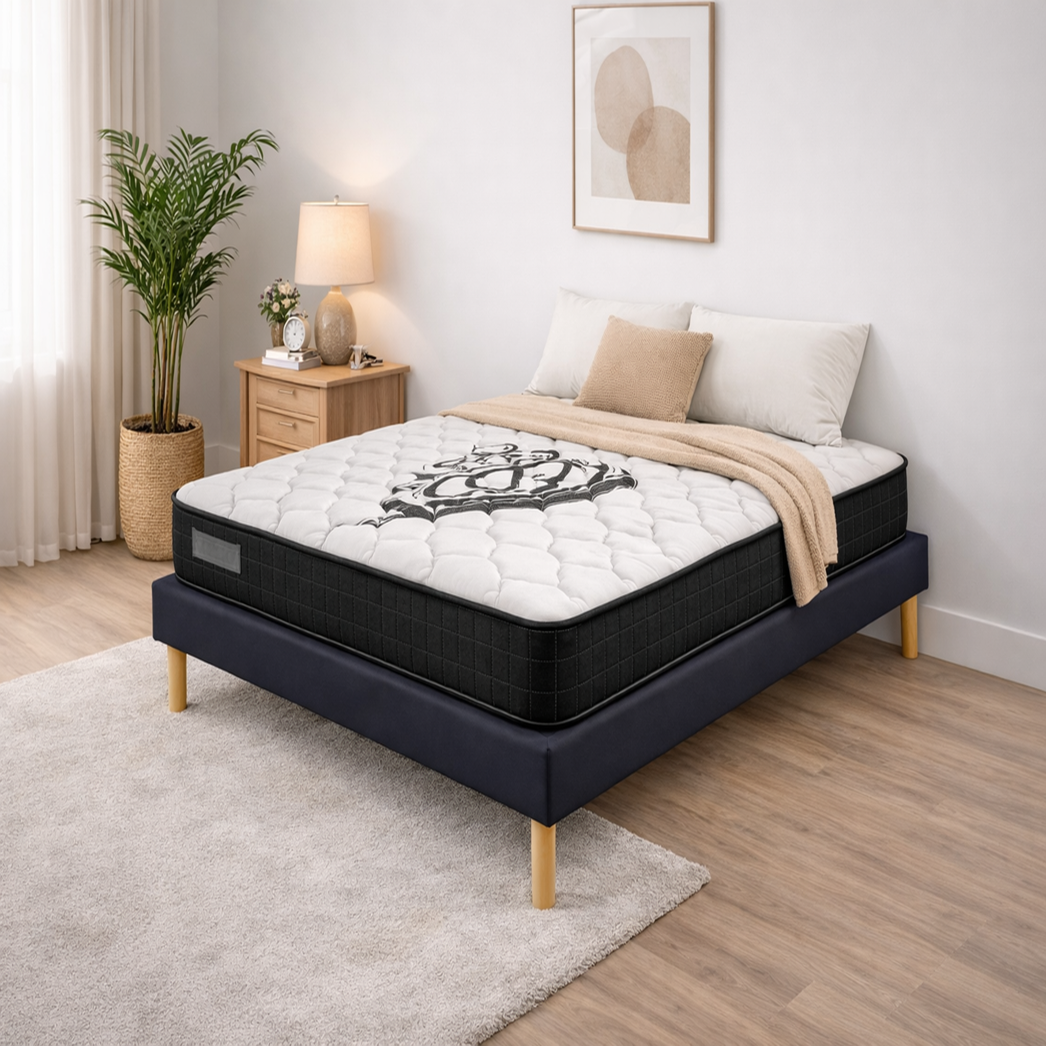 Voir la diapositive 1 : PROVENCE LITERIE Ensemble Sommier Tapissier et Matelas Soutien Ferme Mousse