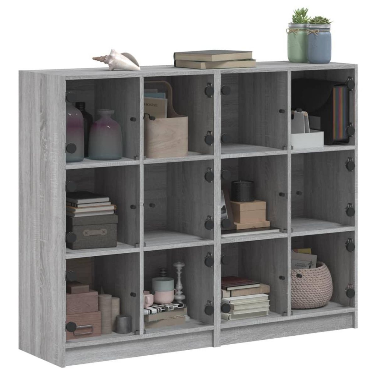 VIDAXL Bibliotheque avec portes sonoma gris 136x37x109 cm
