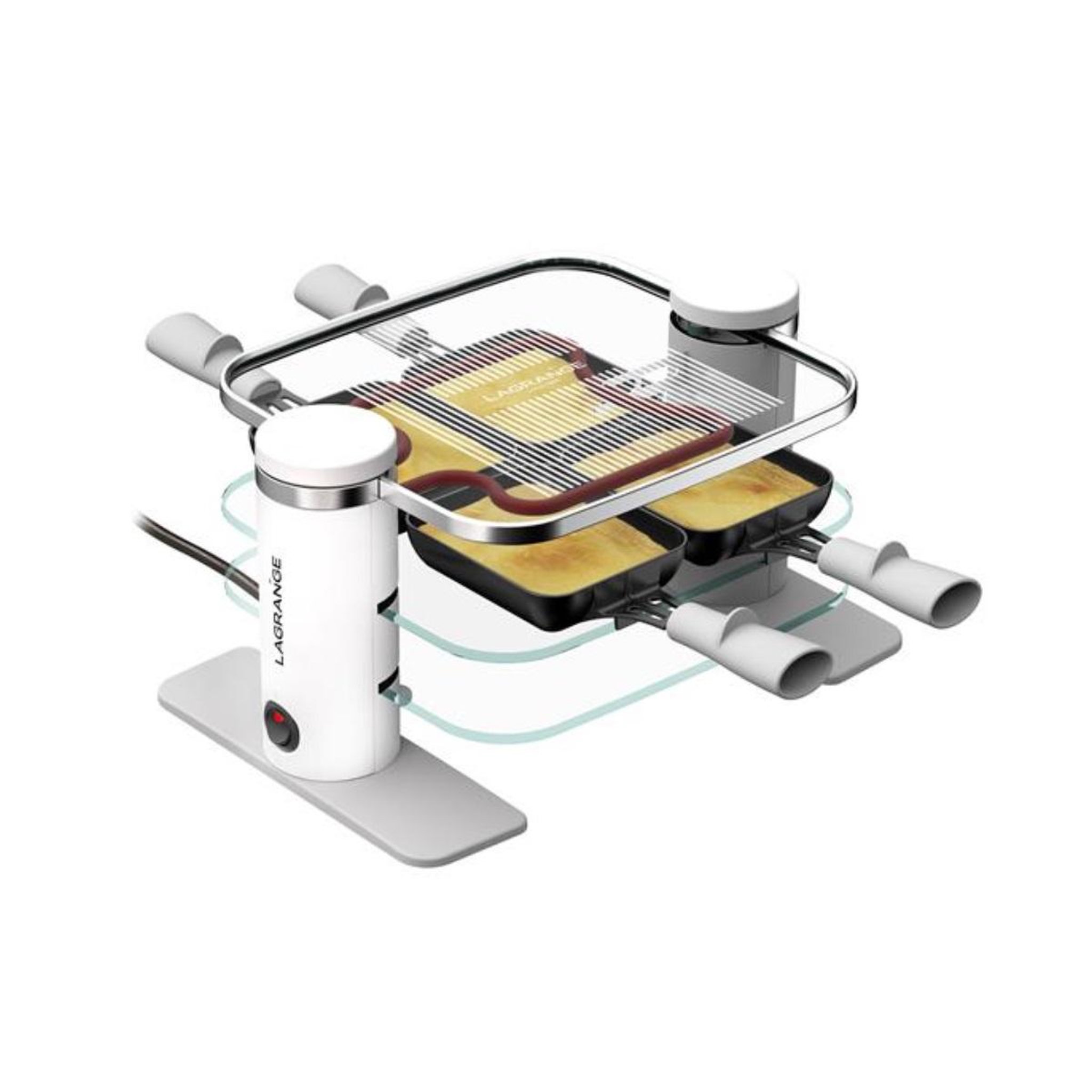 Voir la diapositive 2 : LAGRANGE Appareil à raclette 4 personnes 500w - 79401