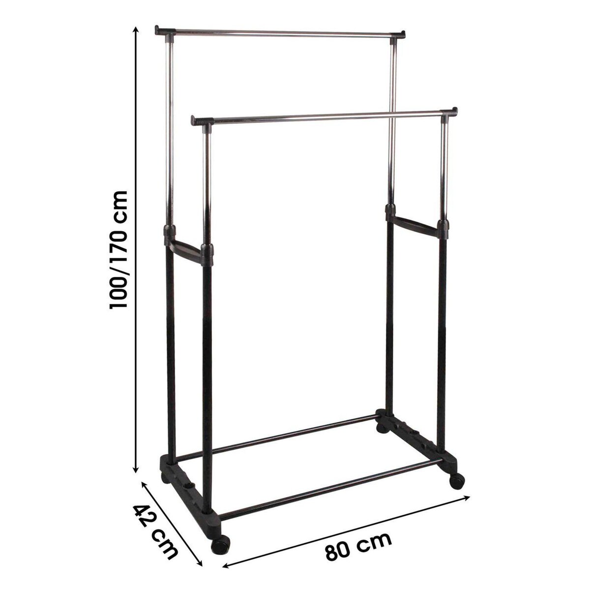 DIVERS Double penderie mobile Pendo - L. 80 x H. 170 cm - Noir