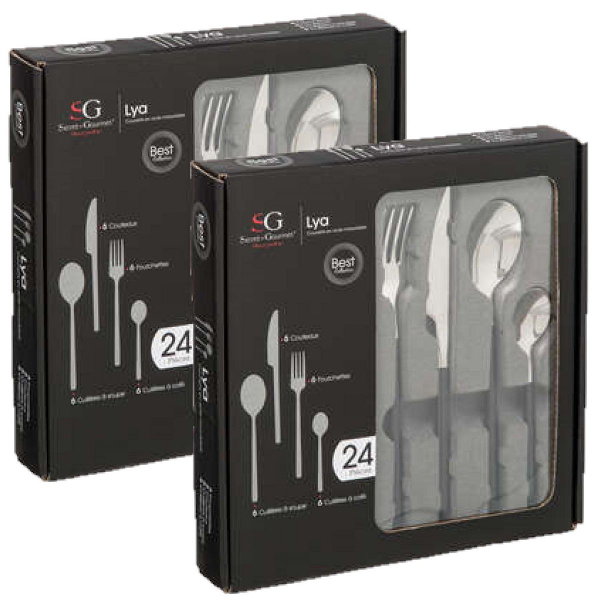 TOILINUX Lot de 2 Ménagères Lya en Acier Inoxydable - 48 Couverts