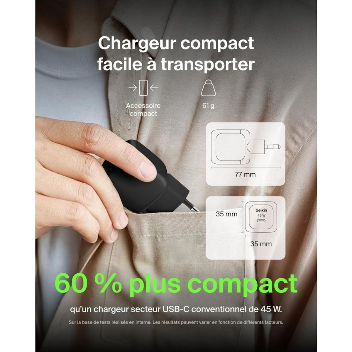 Belkin Chargeur 45W USB Power delivery PPS Noir