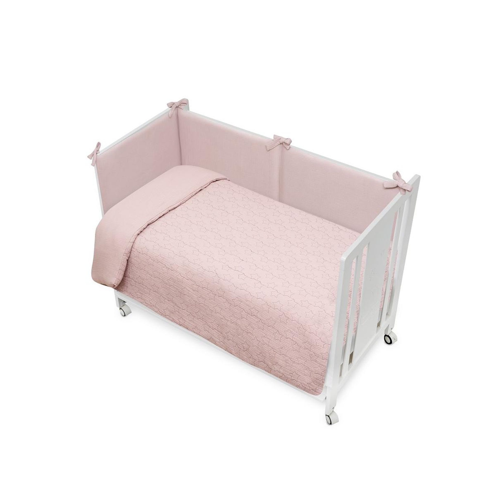 INTERBABY Parure de lit 2 Pcs. Cotton Musseline Estrellas Rose Foncé