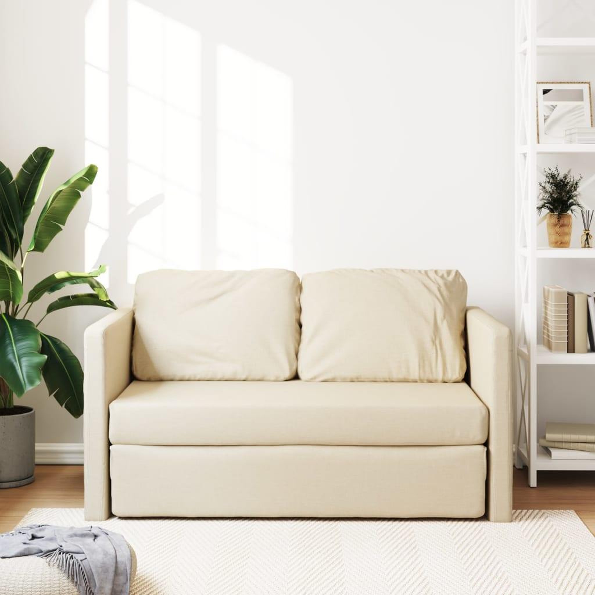 Voir la diapositive 3 : VIDAXL Canape-lit 2 en 1 creme 112x174x55 cm tissu