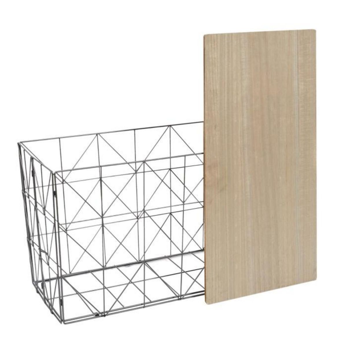 Paris Prix Table Coffre Pliable  Filaire  80cm Gris & Naturel