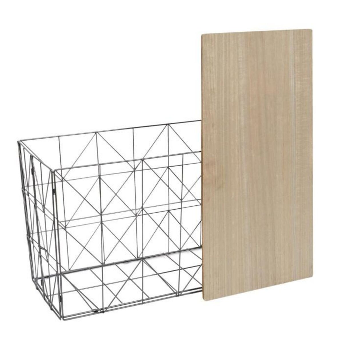 Paris Prix Table Coffre Pliable  Filaire  80cm Gris & Naturel