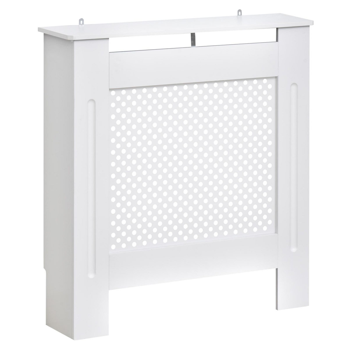 HOMCOM Cache-radiateur design - habillage radiateur motif rond - dim. 78L x 19l x 82H cm - MDF blanc