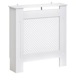 HOMCOM Cache-radiateur design - habillage radiateur motif rond - dim. 78L x 19l x 82H cm - MDF blanc