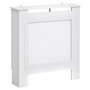 Voir la diapositive 1 : HOMCOM Cache-radiateur design - habillage radiateur motif rond - dim. 78L x 19l x 82H cm - MDF blanc