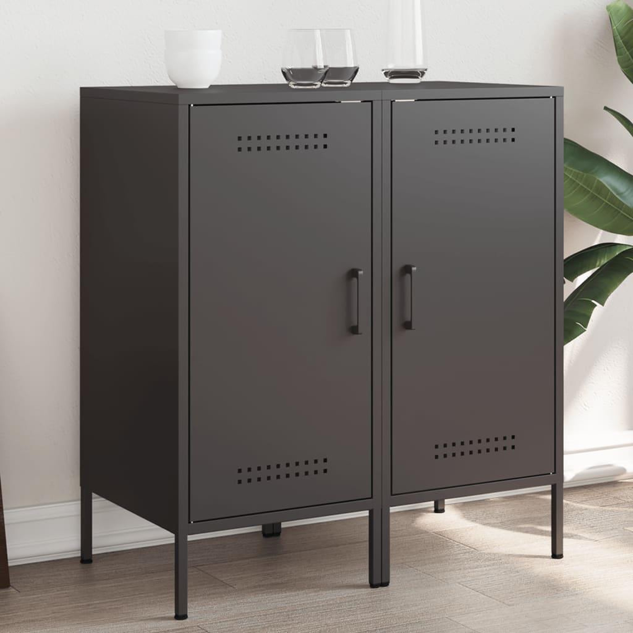 VIDAXL Buffets 2 pcs noir 36x39x79 cm acier