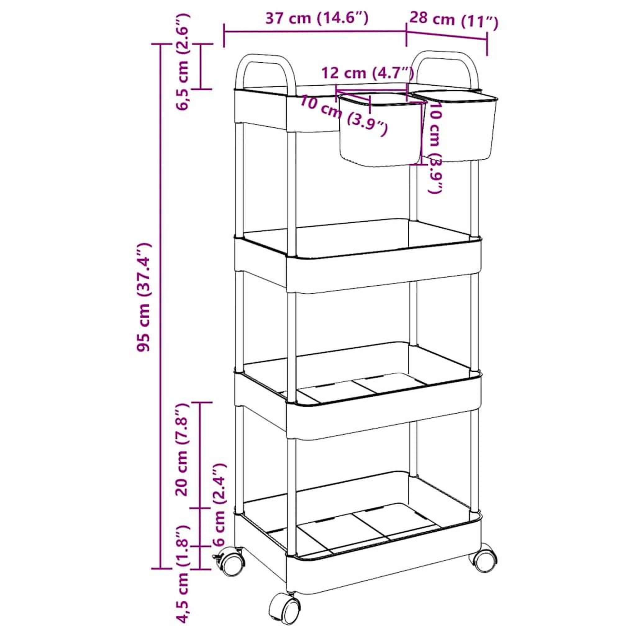 Voir la diapositive 6 : VIDAXL Chariot de rangement a 4 niveaux transparent acrylique