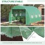 Voir la diapositive 6 : OUTSUNNY Serre tunnel 9 m² dim. 3 x 3 x 2 m - porte enroulable zippée, 6 fenêtres - acier galvanisé PE haute densité vert