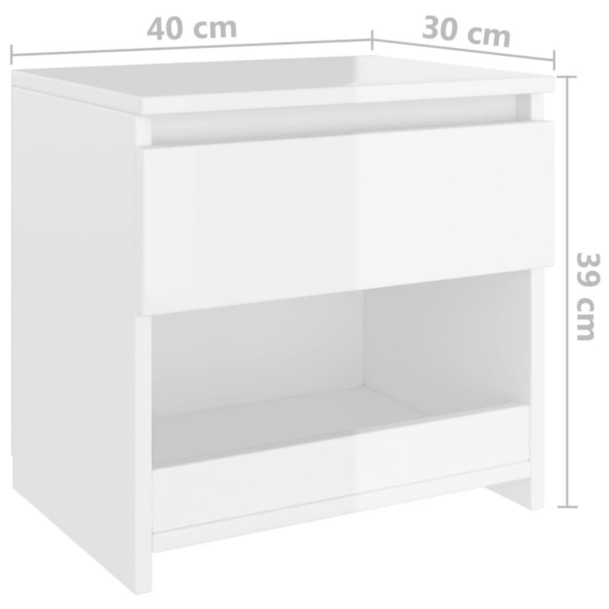 VIDAXL Tables de chevet 2 pcs Blanc brillant 40x30x39 cm Agglomere