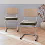 Voir la diapositive 3 : SWEEEK 2 chaises cantilever - Maja - tissu kaki et résine effet rotin. 46 x 54.5 x 84.5cm