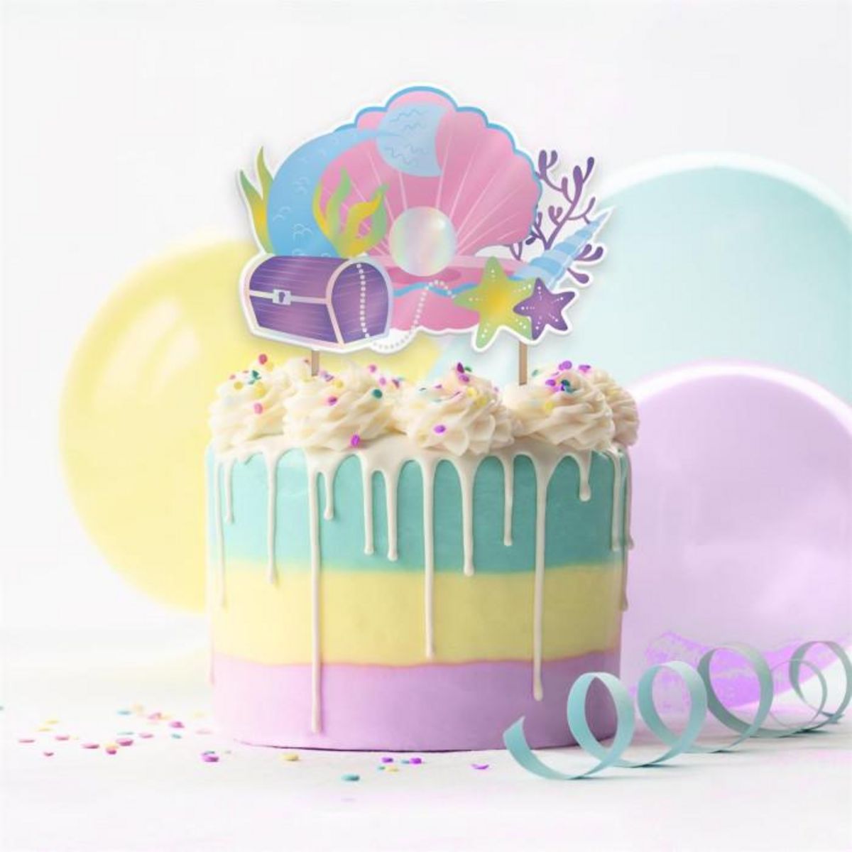 Paris Prix Lot de 2 Décorations de Gâteaux  Sirène  28cm Multicolore