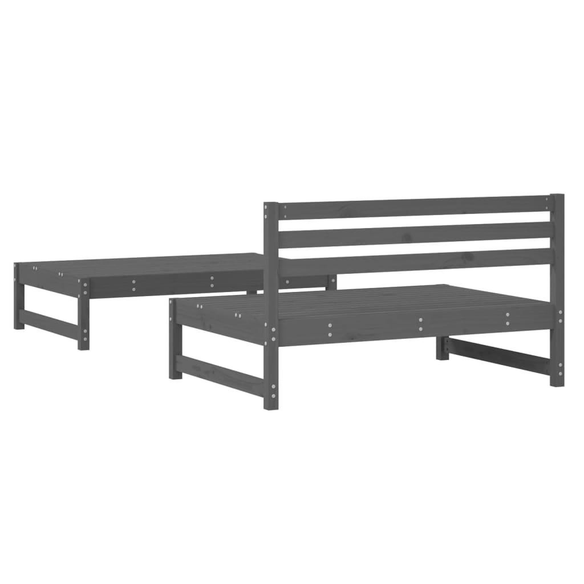 Voir la diapositive 3 : VIDAXL Salon de jardin 2 pcs gris bois massif de pin